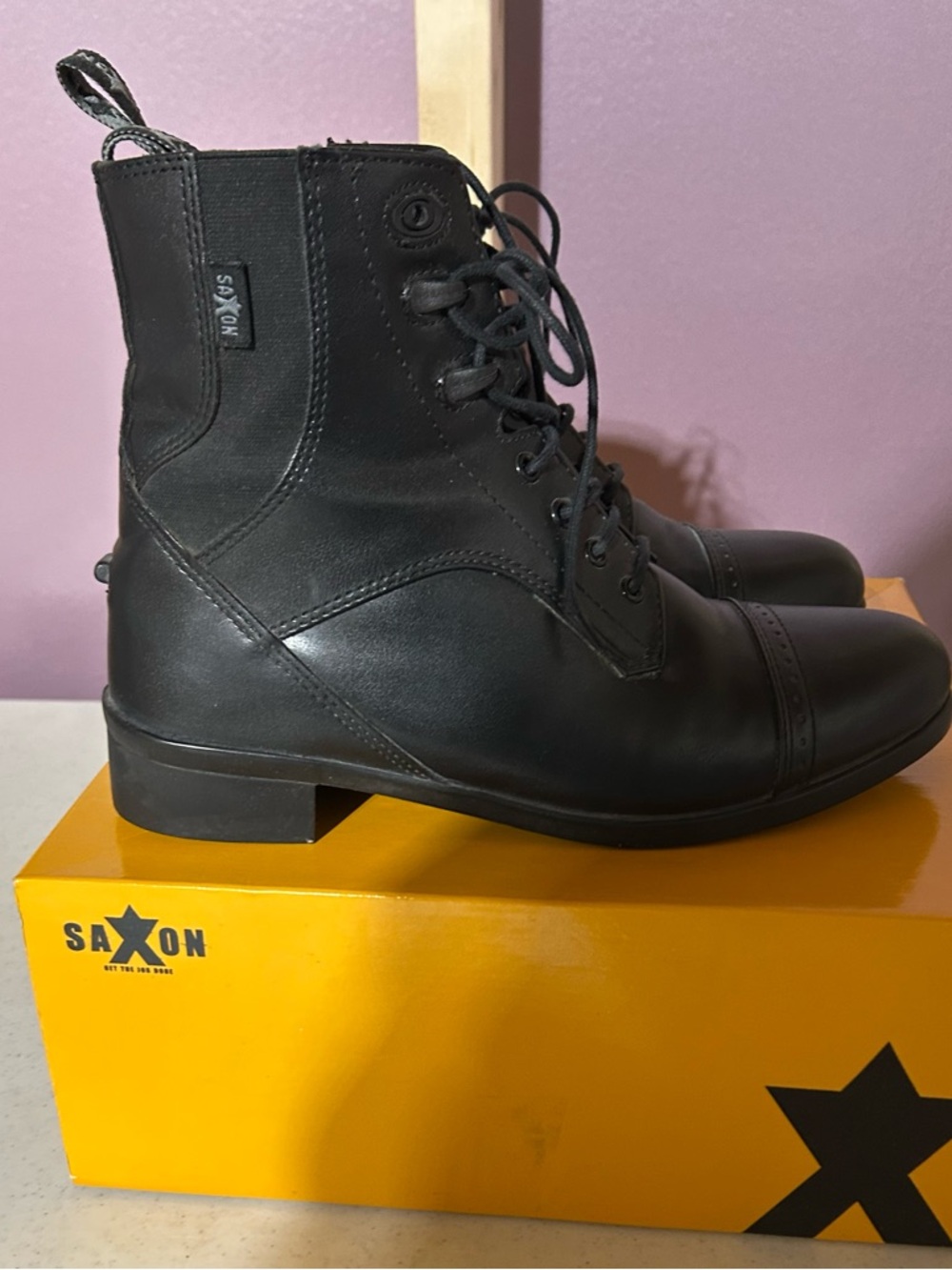 Women's Black Lace-Up Leather Boots